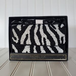 Rachel Zoe Zebra Pattern Beaded Shoulder Bag NWT